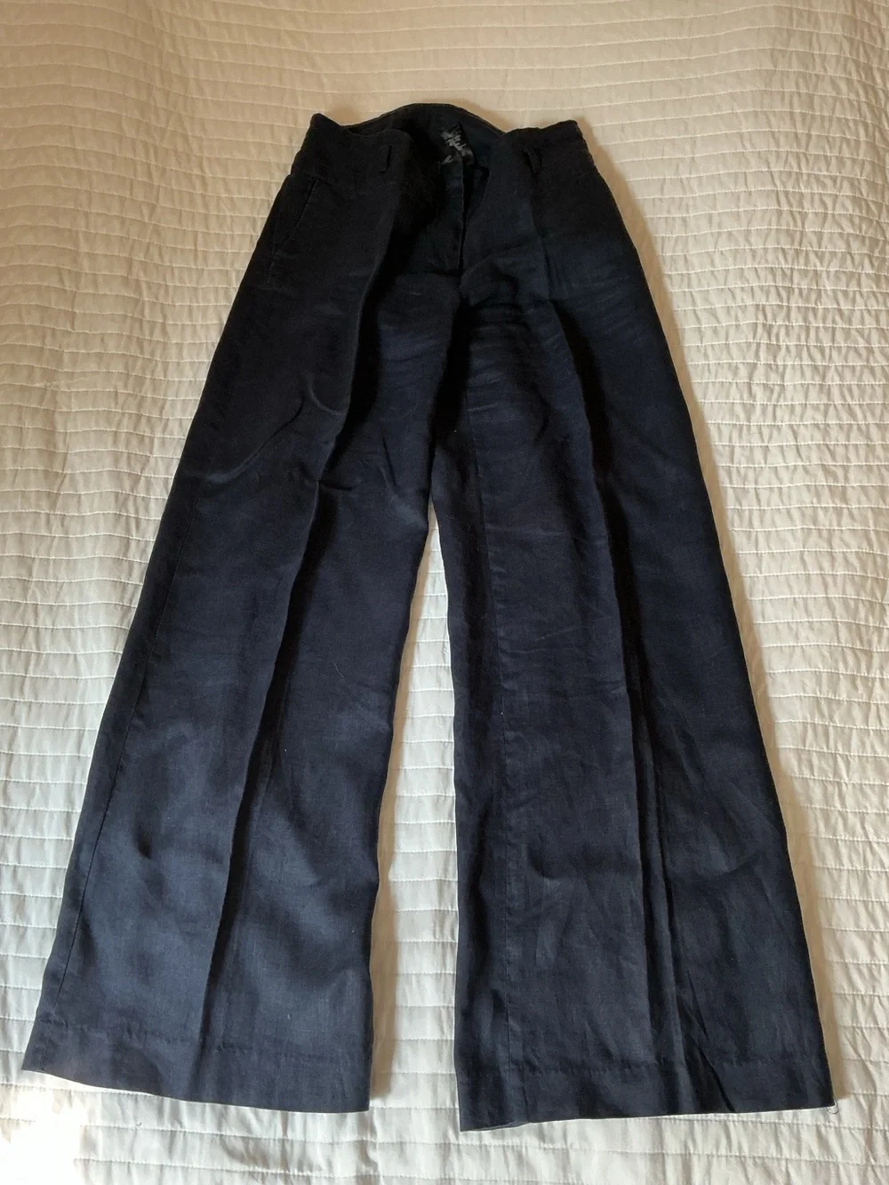 Wide Leg 100% linen Pants in Navy Blue